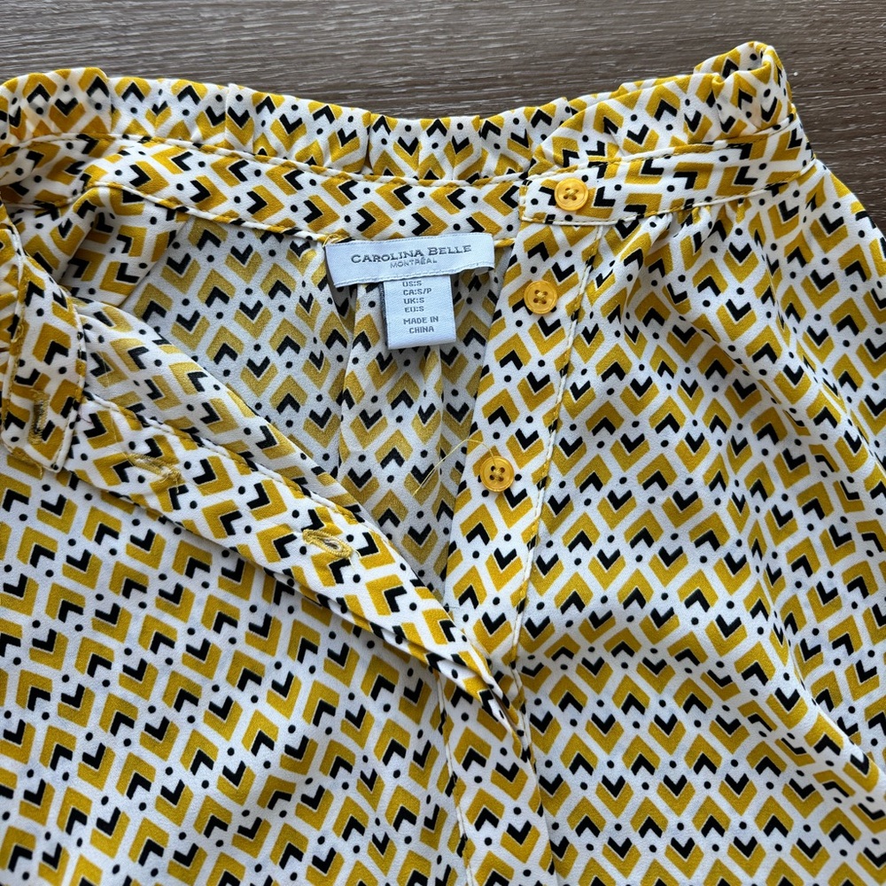 Yellow Patterned Sleeveless Top - image 2